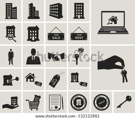 houses and real estate vector icons set