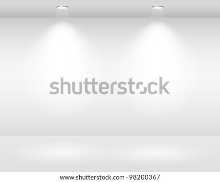 empty white wall with halogen lamps. vector template