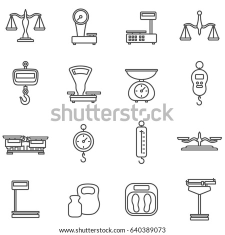 Vector mechanical and electronic scales black pictograms isolated on white