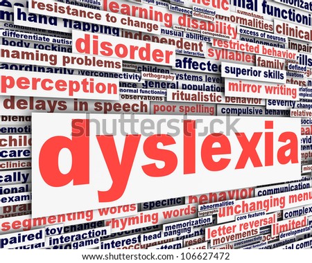 Dyslexia disability message conceptual design. learning disability symbol
