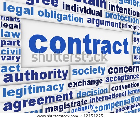 Contract poster concept. Legal agreement message conceptual design