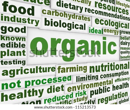 Organic products poster design. Healthy natural food message background
