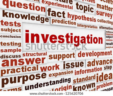 Investigation creative words message background. Data analysis poster design