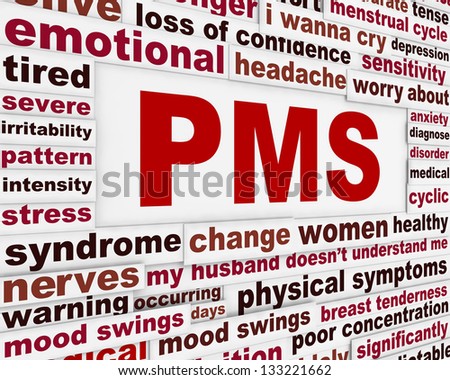 PMS medical poster design. Premenstrual problems warning message