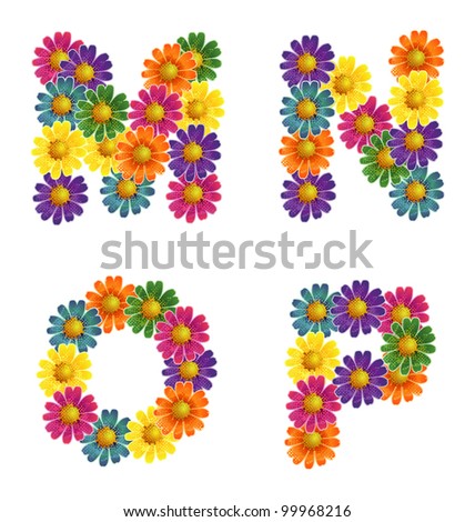 Daisy Flowers Alphabet Letters M-P - Vector Eps 8 - 99968216 : Shutterstock