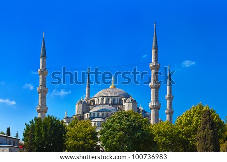 Blue mosque in Istanbul Turkey - architecture religion background