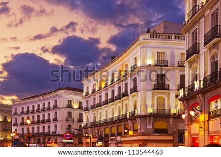 Madrid Spain at sunset - architecture background