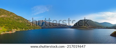 Fjord Sogndal in Norway - nature and travel background