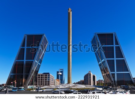 MADRID, SPAIN - SEPTEMBER 19: Famous leaning towers on September 19, 2011 in Madrid, Spain.