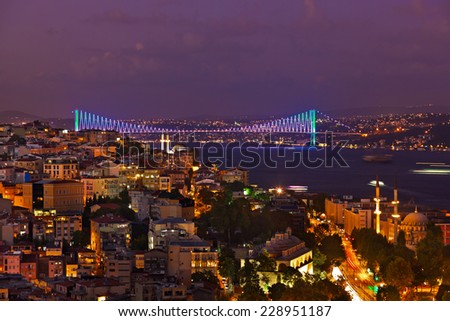Istanbul sunset panorama - Turkey travel background