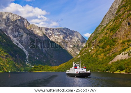 Fjord Sognefjord in Norway - nature and travel background