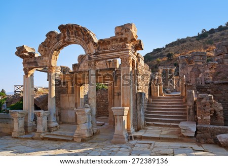 Ancient ruins in Ephesus Turkey - archeology background