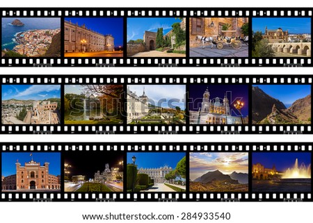 Frames of film - Spain travel images (my photos) - nature and architecture background