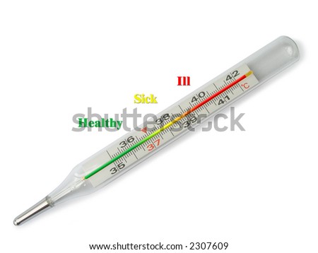 Thermometer With Green-Yellow-Red Scale (Healthy-Sick-Ill) - Isolated ...