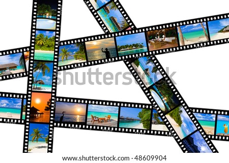 Frames of film - nature and travel (my photos), isolated on white background
