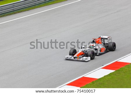 SEPANG, MALAYSIA - APRIL 8: Narain Karthikeyan (team Hispania Racing) at first practice on Formula 1 GP, April 8 2011, Sepang, Malaysia