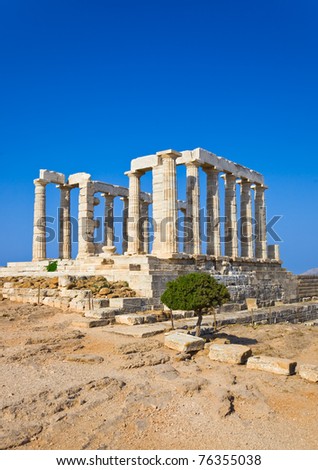 Poseidon Temple at Cape Sounion near Athens, Greece - travel background
