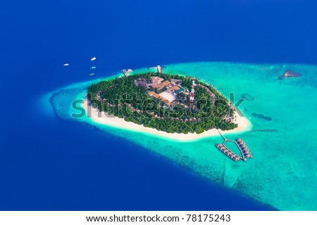 Tropical island at Maldives - aerial view