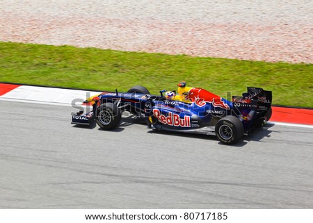 SEPANG, MALAYSIA - APRIL 8: Sebastian Vettel (team Red Bull Racing) at first practice on Formula 1 GP, April 8 2011, Sepang, Malaysia