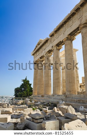 Parthenon temple in Acropolis at Athens, Greece - travel background