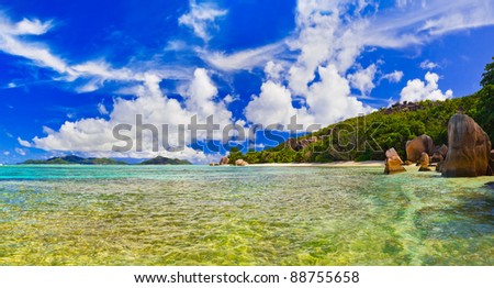 Panorama of tropical beach - vacation nature background