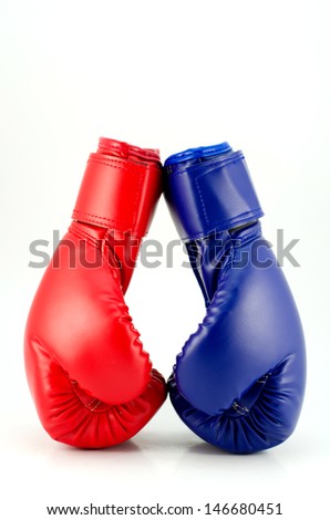 Combative sports equipment on white background
