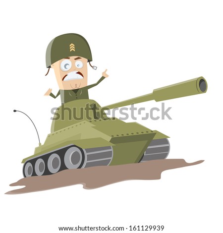 Western Cartoon Soldier In A Tank Stock Vector 161129939 : Shutterstock