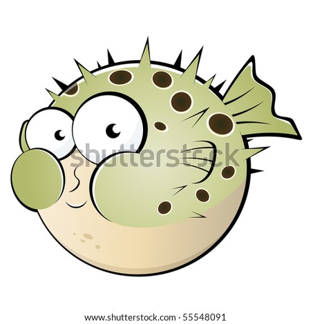 Funny Blowfish Cartoon Stock Vector Illustration 55548091 : Shutterstock