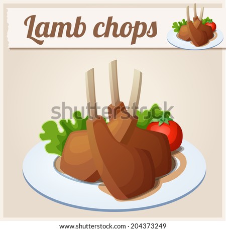 Lamb chops. Detailed Vector Icon. Series of food and drink and ingredients for cooking.