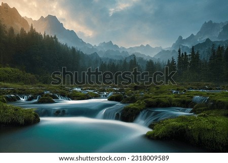 Similar – Image, Stock Photo Beautiful mountain landscape