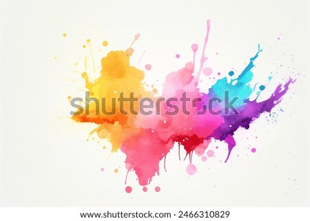 Vibrant Watercolor Rainbow Paint Splash on White Background Vector Illustration. Colorful watercolor paint splash in a rainbow spectrum on a crisp white background. The whimsical design element 