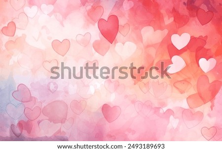 A watercolor background with hearts on it vector illustration. Blend of emotions and creativity Valentine Day abstract background, delightful piece of artwork that captures the essence of love and art