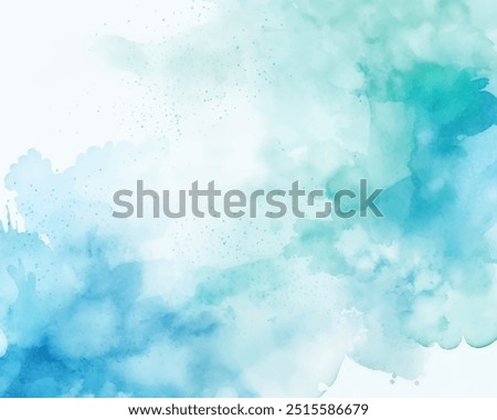 Beautifully vibrant blue watercolor splash, a cloudless sky with artistic flair and nuance in various tints and shades vector artwork. Blue watercolor splash spreads across background