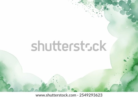 Watercolor painting of array of vibrant green spots frame on white background vector design. Stunning watercolor painting of array of vibrant green spots delicately set on pristine white background