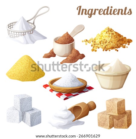 Set of food icons. Ingredients for cooking