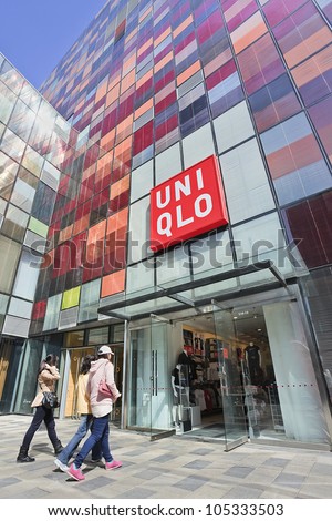 BEIJING-APRIL 4, 2012. Uniqlo store on April 4, 2012 in Beijing. Uniqlo targets a group sale of 5 trillion yen by 2020. It aims to become the worldÃ¢Â?Â?s biggest SPA with an annually growth rate of 20%.