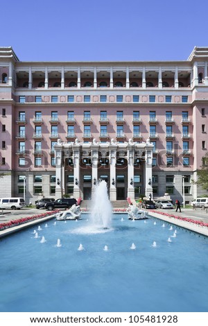 BEIJING-JUNE 5, 2012. Fairmont Beijing Hotel on June 5, 2012. The five-star hotel located at ChangAn Avenue opened in 1900. It has over 700 guestrooms and a Grand Ballroom for up to 1000 persons