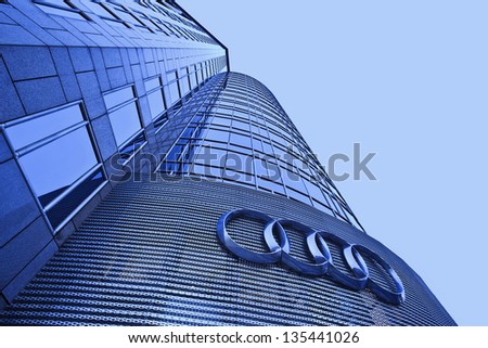 BEIJING-APRIL 17. Audi City Beijing. The 2,100 m2 exhibition space is a prestigious retail format especially developed for city-center locations in major international cities. Beijing, April 17, 2013.