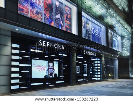 BEIJING - OCT. 1. Sephora outlet. Sephora opened its first Chinese store in 2005. It has 133 stores across 47 towns in China. Global network: over 1,750 stores in 30 countries. Beijing, Oct. 1, 2013.