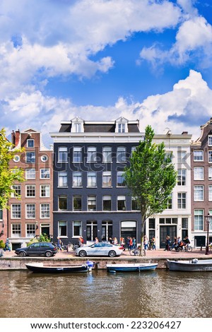 Ancient mansions at the historic canal belt, Amsterdam, The Netherlands.