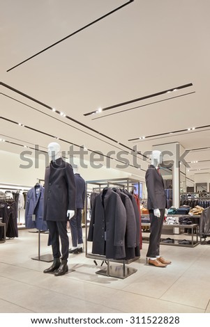BEIJING-AUG. 21, 2015. Zara outlet interior. The world\'s biggest fashion retailer still expands quickly. Last years, sales grown 17% annually. Every year, it opens stores in more than sixty countries.