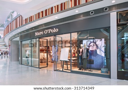 BEIJING-AUGUST 21, 2015. Marc O Polo outlet exterior. First Marc O Polo stores in China opened in 2014. Today, the company supplies over 2,500 stores and retail partners in more than 30 countries.