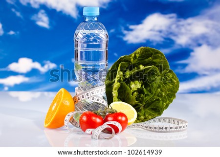 fitness  water and fruits