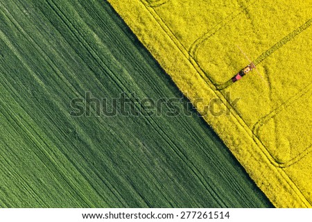 Similar – Foto Bild Draufsicht auf Mähdrescher, Erntemaschine, erntereife Sonnenblume