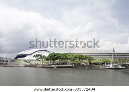 SINGAPORE - MAY 25, 2015: Say scene of Singapore National Stadium. Singapore National Stadium is a 55,000 seats multi-purpose arena which has a retractable roof.