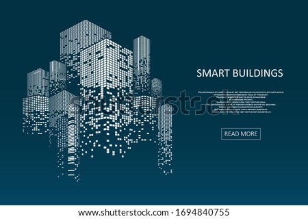 Smart building concept design for city illustration. Graphic concept for your design.