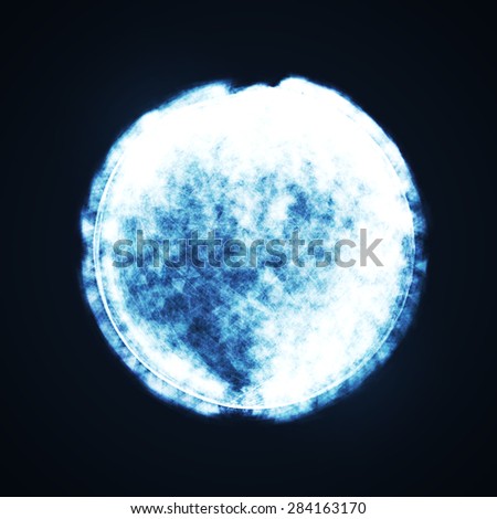 Full blue moon at dark night sky background, futuristic art illustration