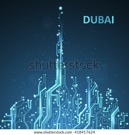 Technology image of Dubai. The concept vector illustration eps10