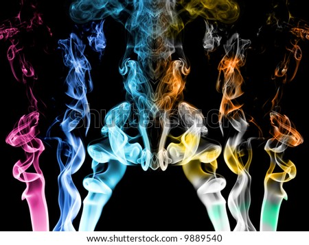Smoke trails in different colors