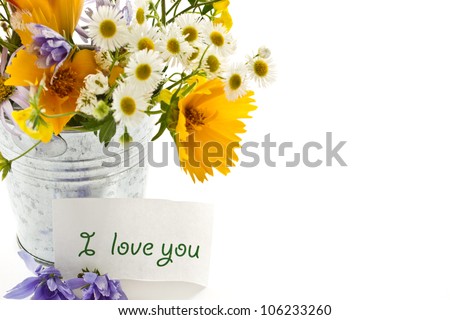 summer bouquet of wild flowers on a white background